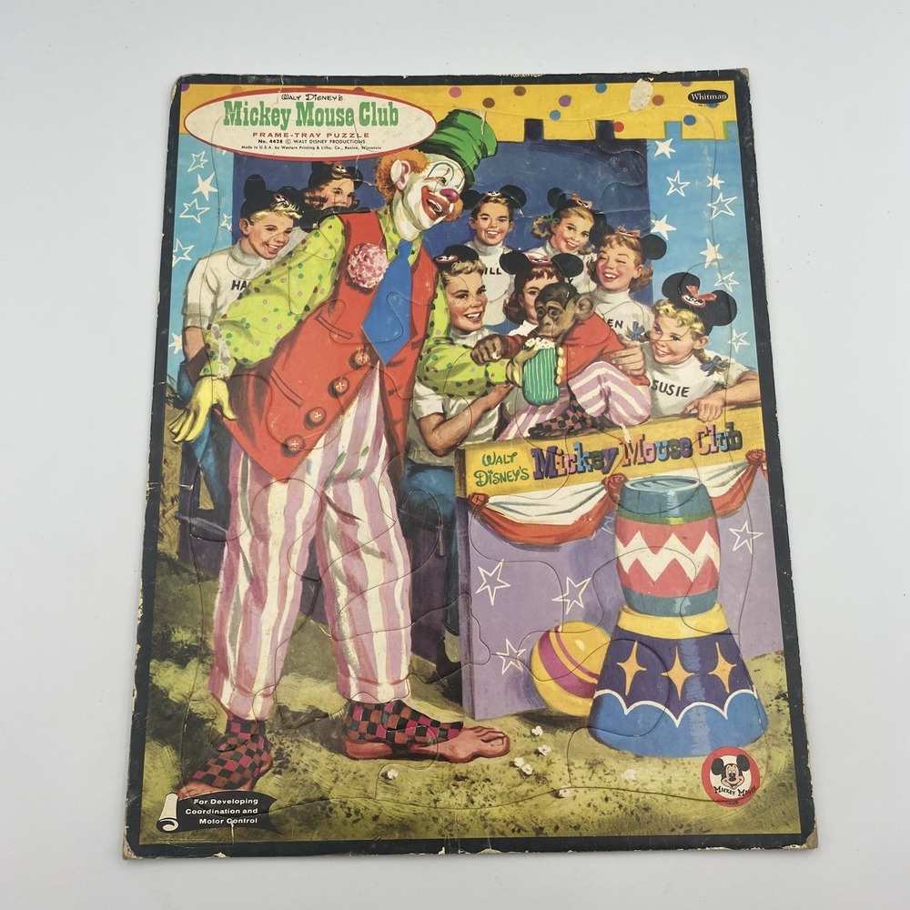 Vintage Original 1957 Walt Disney's Mickey Mouse Club Frame Tray Puzzle 4428 USA